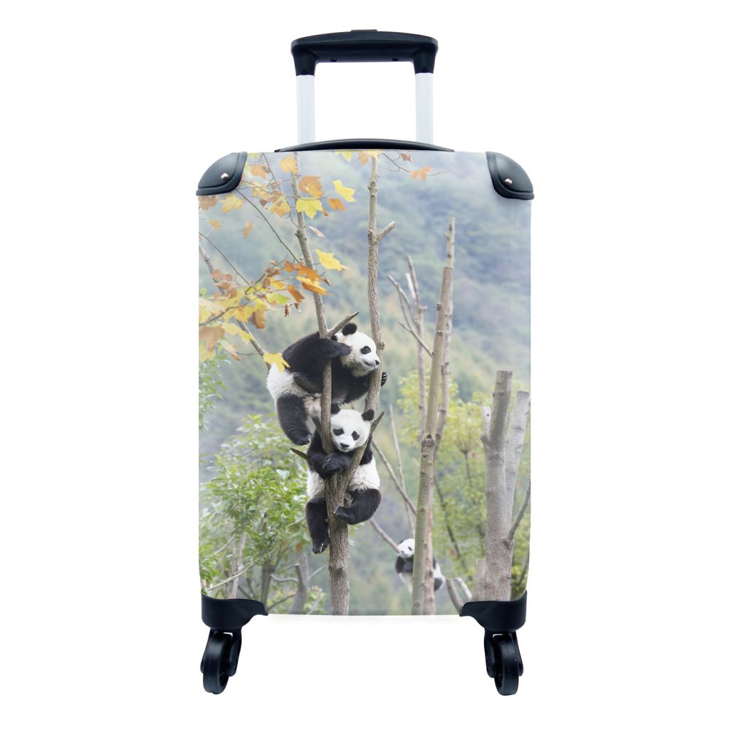 MuchoWow Koffer Handgepäck Trolley Rollkoffer Kleine Reisekoffer mit 4 Rollen - Panda - Baum - Äste - Cabin Size < 55x40x23 cm & 55x40x20 cm - ...
