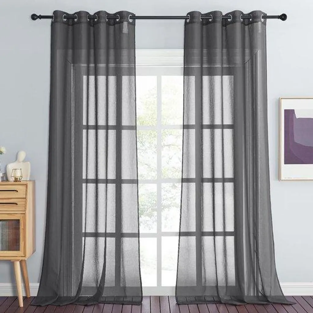 Rideaux Aération et Intimité Lot de 2 Panneaux 140x245 cm Polyester Pur
