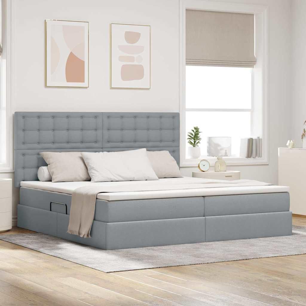 Maison Exclusive - Aufbewahrungsbett mit Matratze Hellgrau 200 x 200 cm Polyester