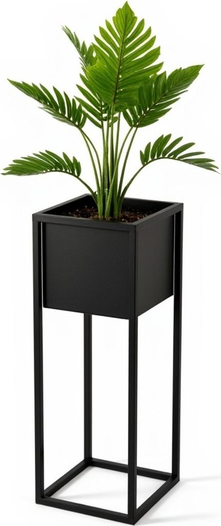 FRAMADO, Pflanzenständer Reno, Metallregal, Blumenständer, 21x21x50cm, Schwarz