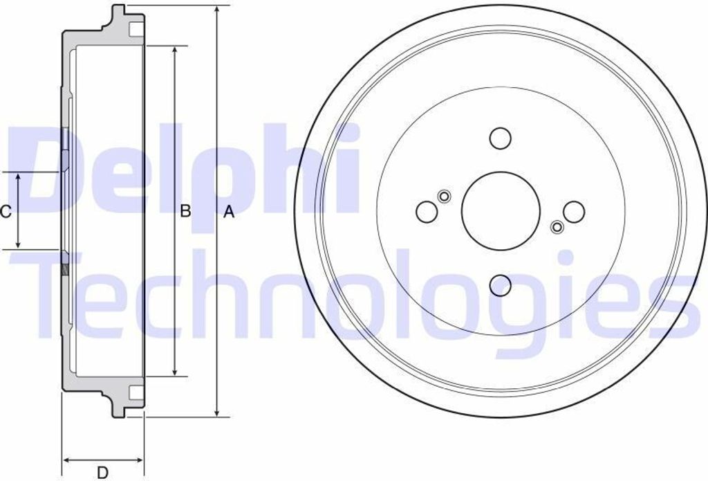 2x DELPHI Bremstrommel BF560 für TOYOTA Yaris Schrägheck Produktbild 