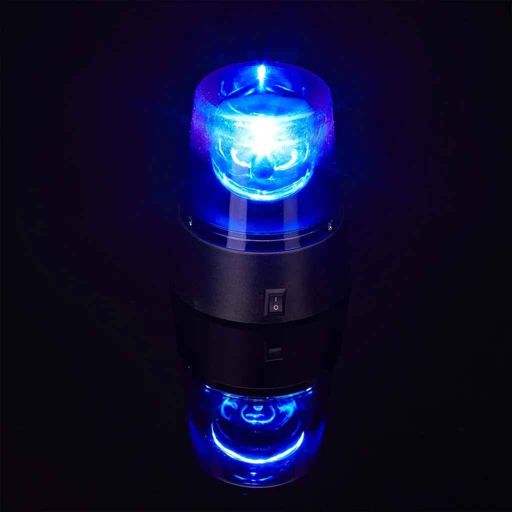 Faro Rotante Blu LED Party - Luce di Avviso Portatile a Batteria - 6