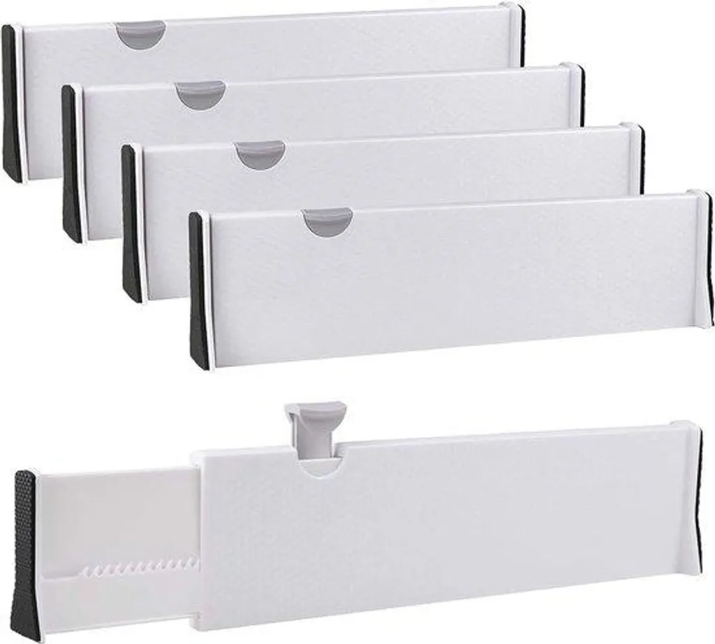 Lot de 4 séparateurs de tiroirs réglables 37,8-54cm blanc pour cuisine
