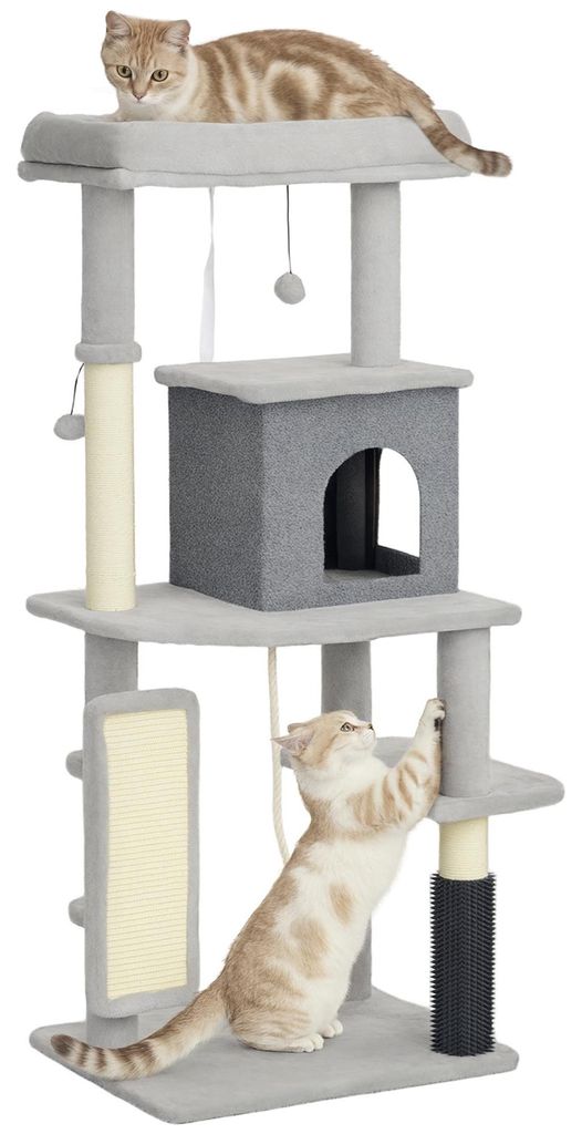 PawHut Kratzbaum 132 cm Katzenbaum mit Katzenhöhle, für Produktbild 