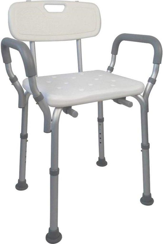 Duschstuhl für Senioren, rutschfest, höhenverstellbar, mit Rückenlehne und Armlehnen