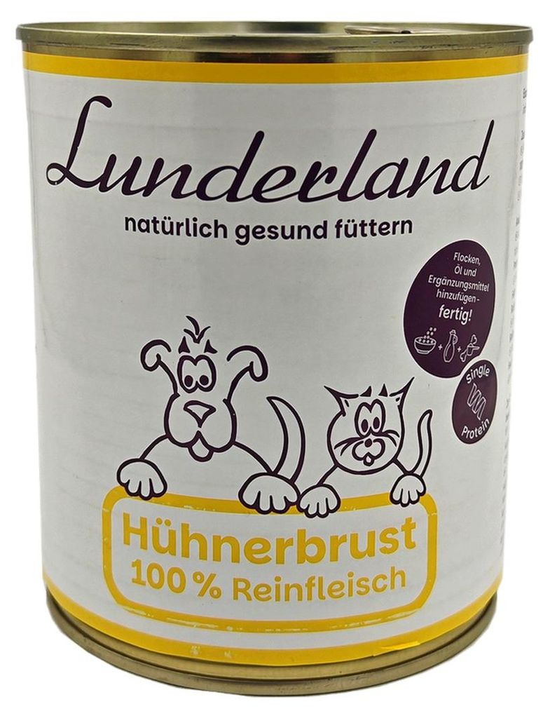 Lunderland Hühnerbrust 800g Reinfleisch Hundefutter Produktbild 