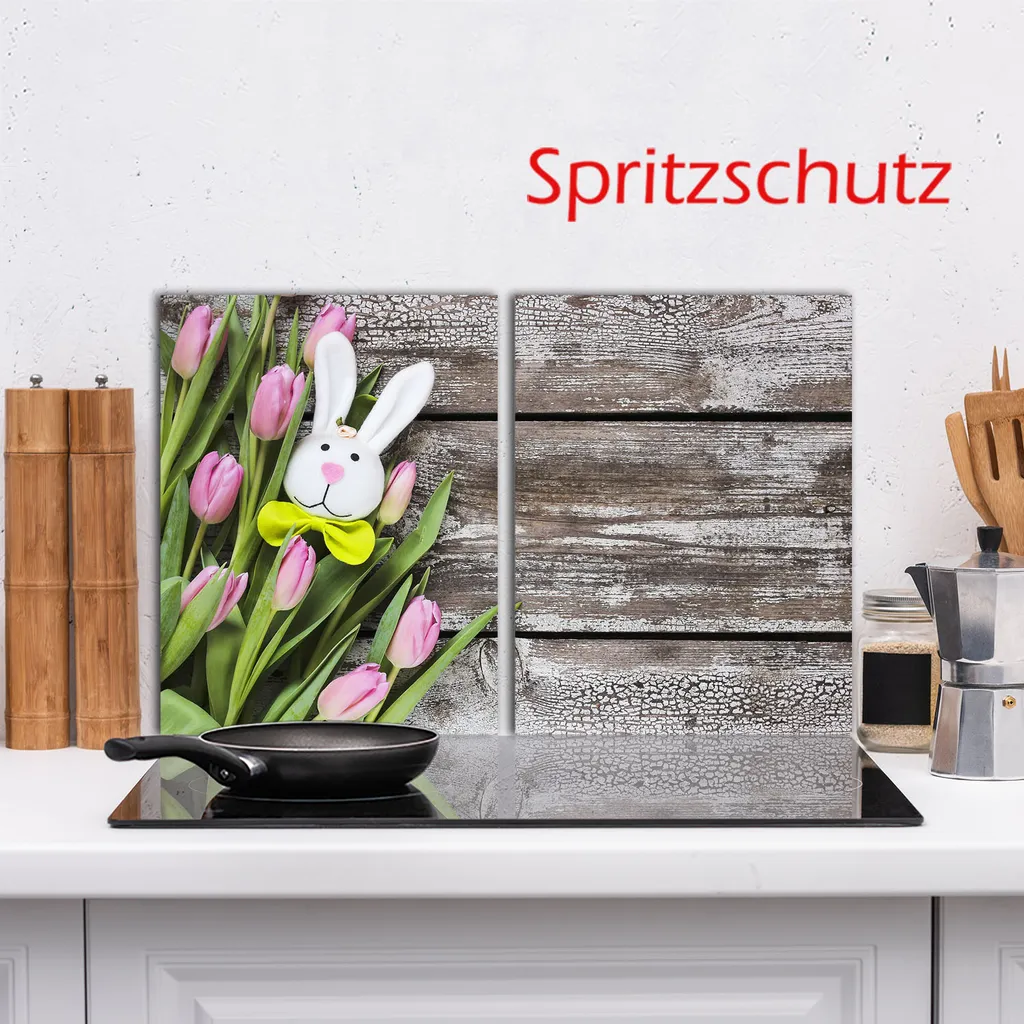 Piastra di copertura per piano cottura in ceramica 2 pezzi 2x40x52 fiori rosa copertura alzatina in vetro - 14