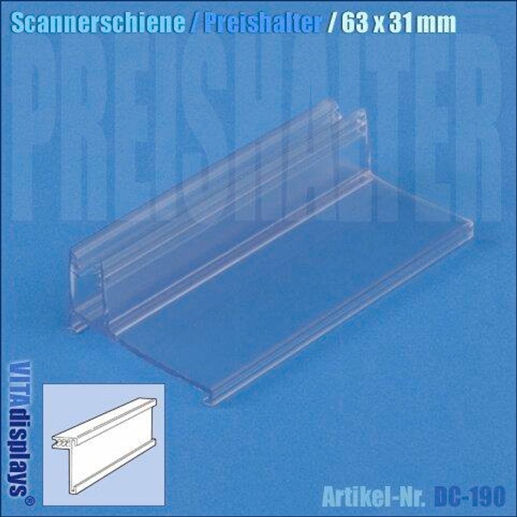 Scannerschiene mit Regal-Grip / 63 x 31 mm (10 Stück)
