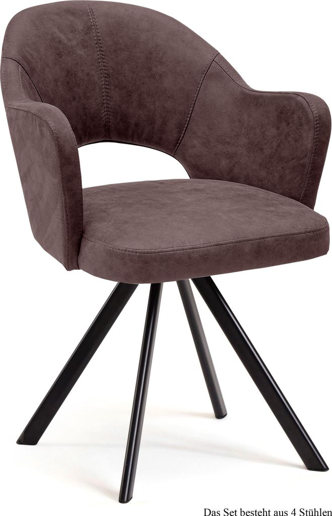 Armlehnstuhl drehbar (4er-Set) Devon 59x87x61 Schwarz/Braun