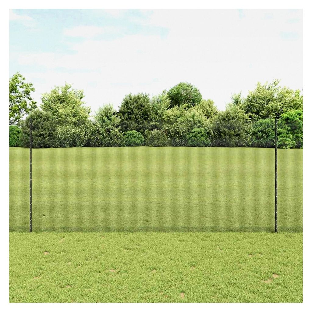 Schweißdrahtzaun mit 44 U-Pfosten Grau 1,4 x 50 m Stahl, Mobiler Gartenzaun für Garten, Hof, Hühner- und Kaninchengehege