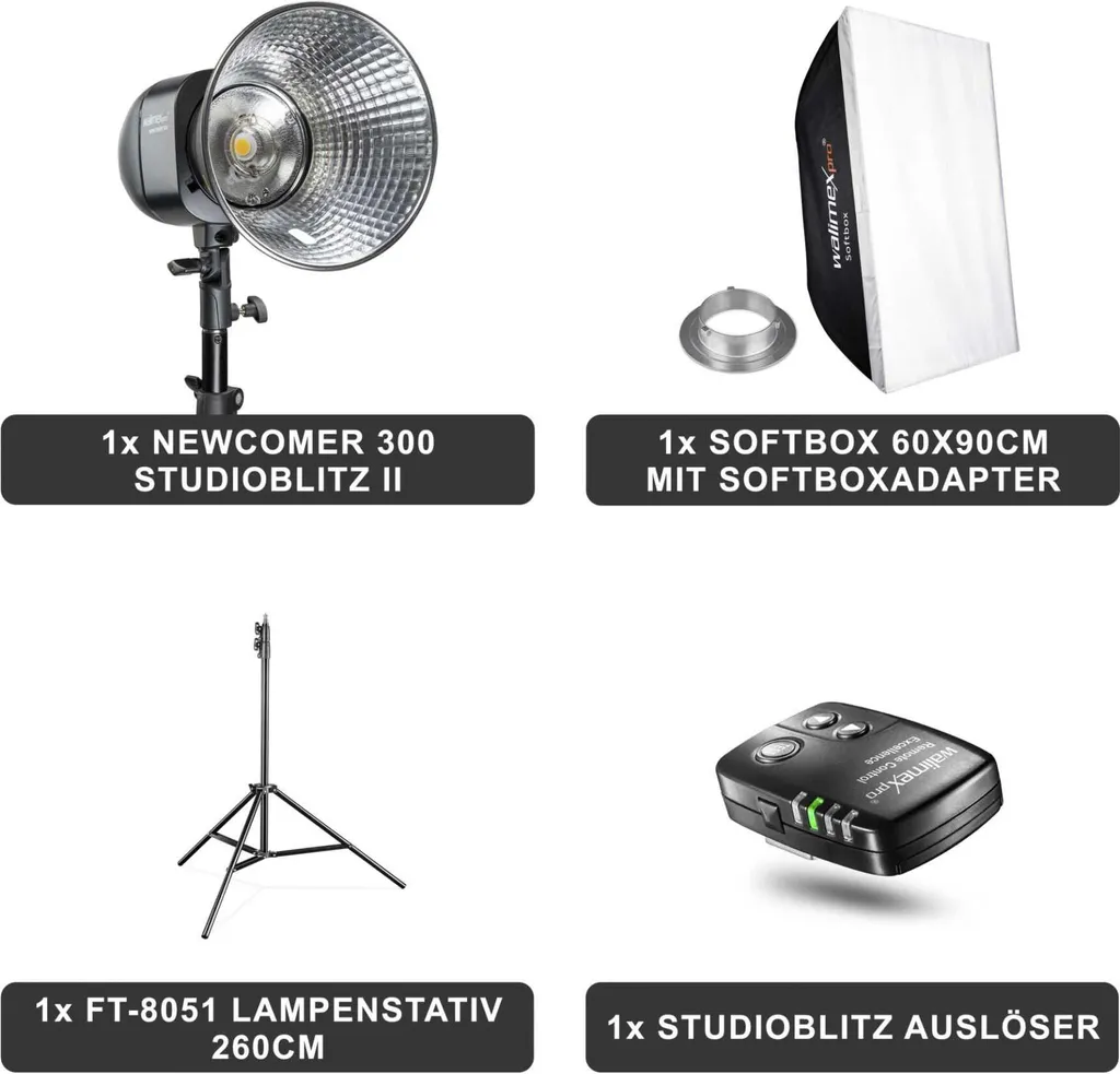 Flash Studio Walimex Newcomer 300 II Set Single avec Softbox et Pied - 4