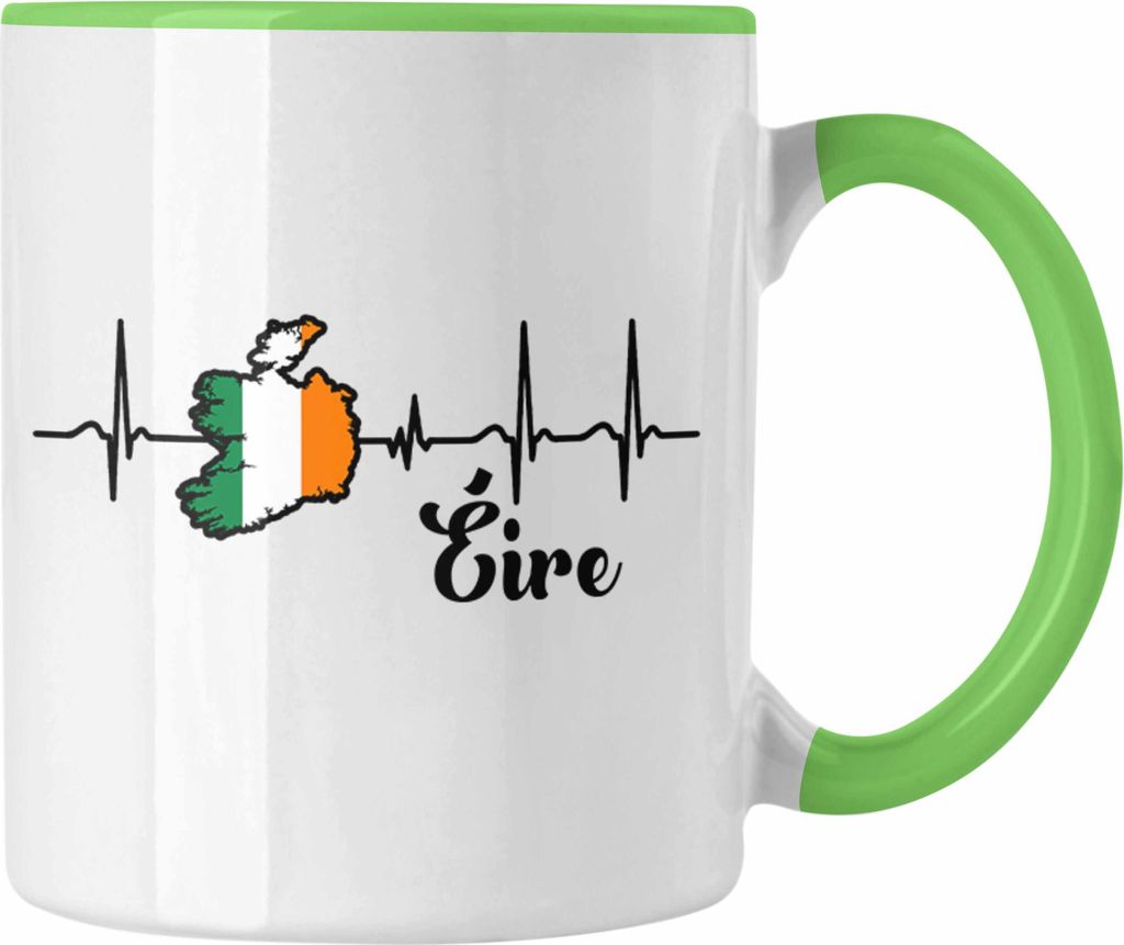Trendation - Irland Tasse "Herzschlag Eire" Geschenk für Irland-Fans (Grün)