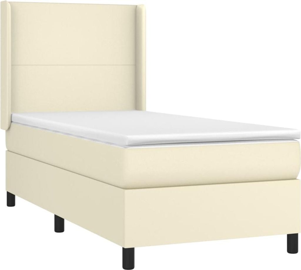 vidaXL Boxspringbett mit Matratze Creme 90x200 cm Kunstleder