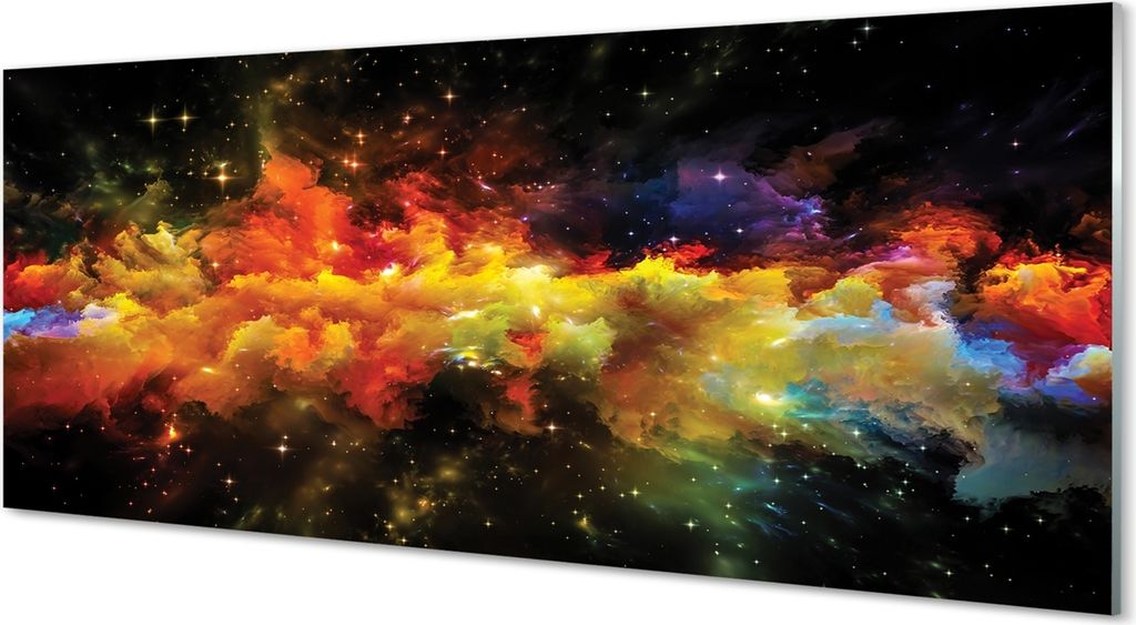 Glasbilder 125x50 Wandkunst Yellow Fraktalmustern