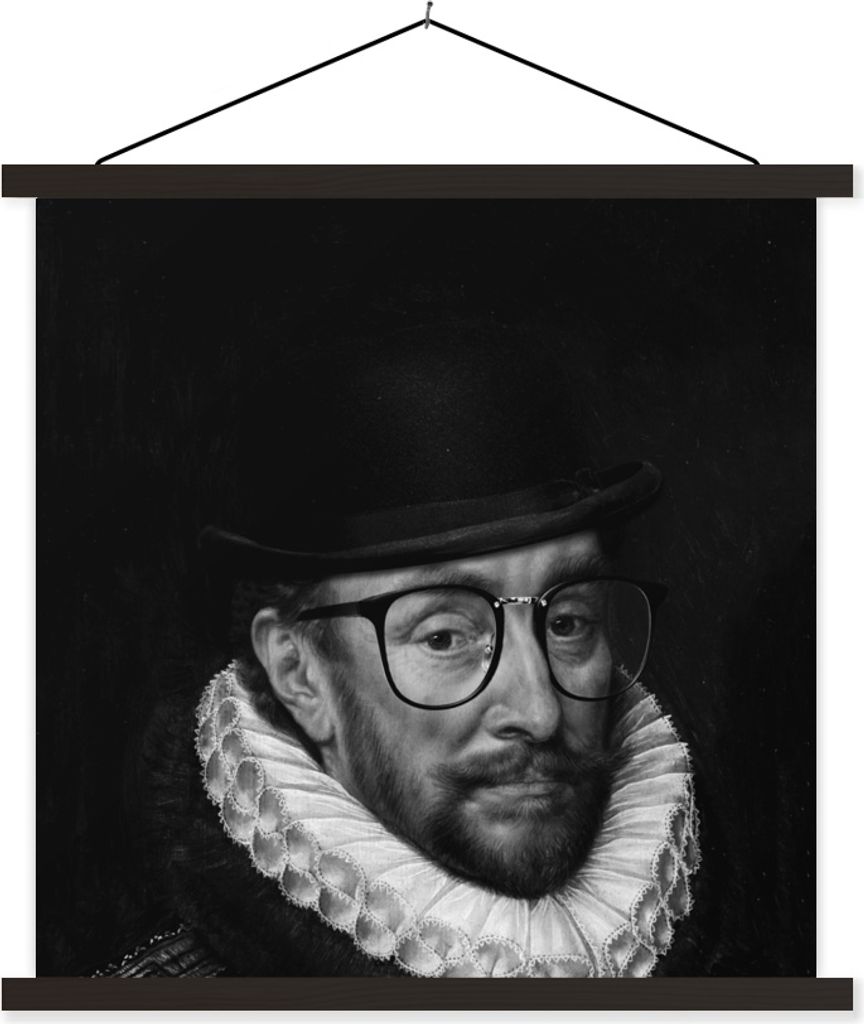 MuchoWow Textilposter Porträt von Wilhelm I. - Adriaen Thomasz - Schwarz und Weiß 40x40 cm mit schwarzem Rahmen - Fotos