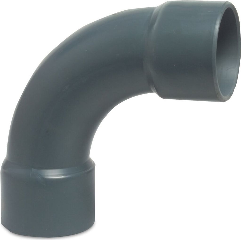 Mega Bogen 90° PVC-U 90 mm Klebemuffe 16 bar, grau