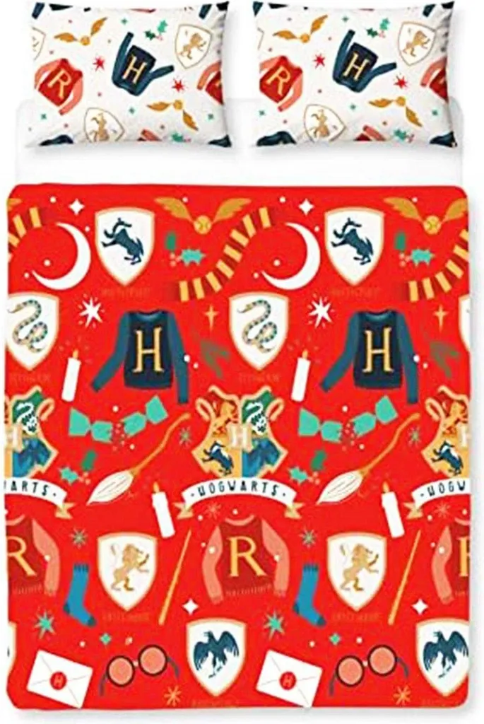 Housse de couette Harry Potter de Noël réversible pour lit 2 personnes