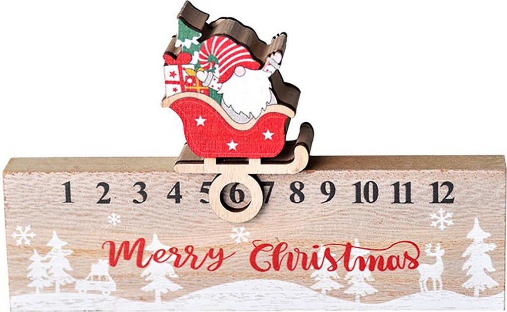 Weihnachts-Countdown-Kalender aus Holz, kreative Adventsdekoration mit beweglichen Blöcken