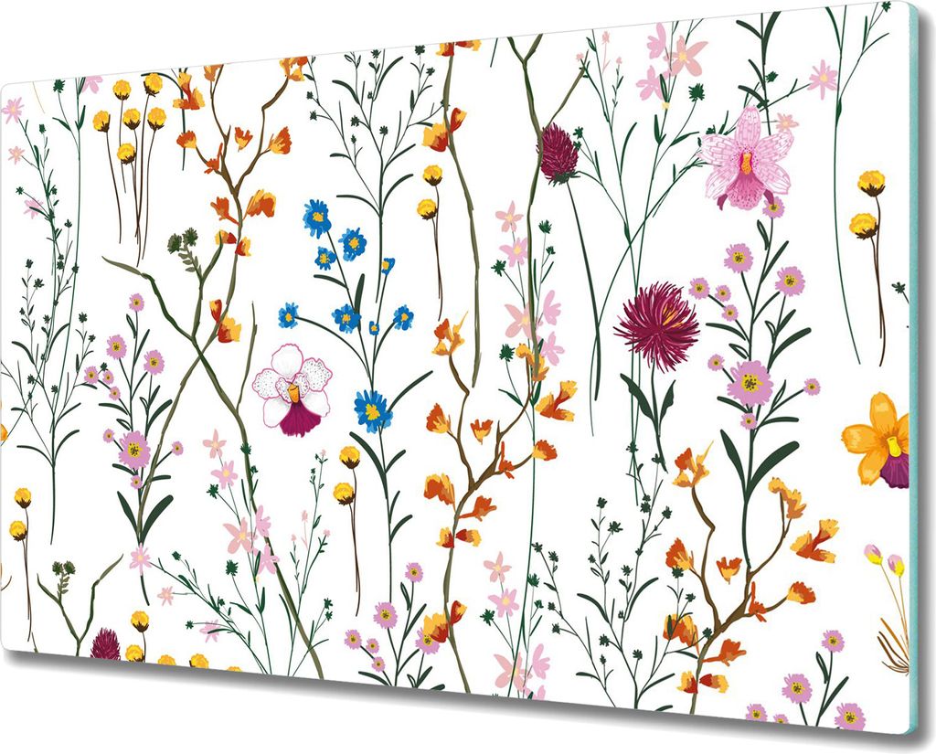 Herd-Abdeckplatte Glas Schneidebrett Ceranfeld-Abdeckung - 80x52 cm - Wildblumen Garten