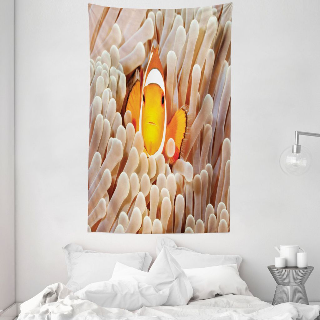 ABAKUHAUS Ozean Wandteppich und Tagesdecke, Bali Indonesien Fische aus Weiches Mikrofaser Stoff Waschbar ohne Verblassen Digitaldruck, 140 x 230 cm...