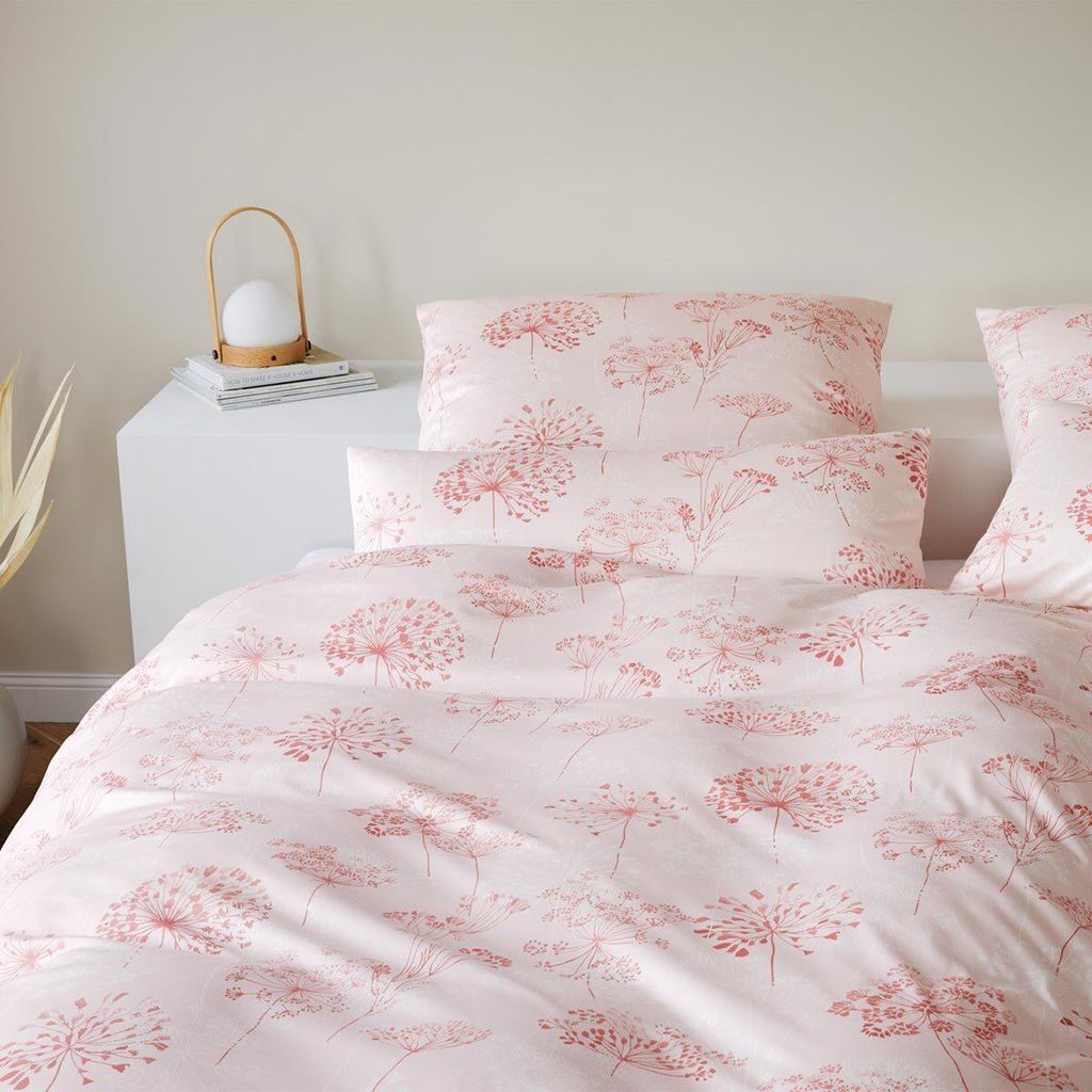 elegante Mako-Jersey-Bettwäsche-Garnitur Meadow Farbe Koralle Größe 135x200+80x80