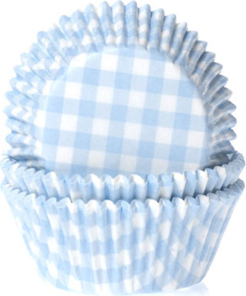50 Muffinförmchen, hellblau weiß kariert Produktbild 