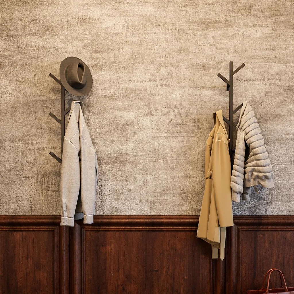 Appendiabiti Acciaio Nero QLS 11356 - 6 Ganci da Parete per Casa e Negozio