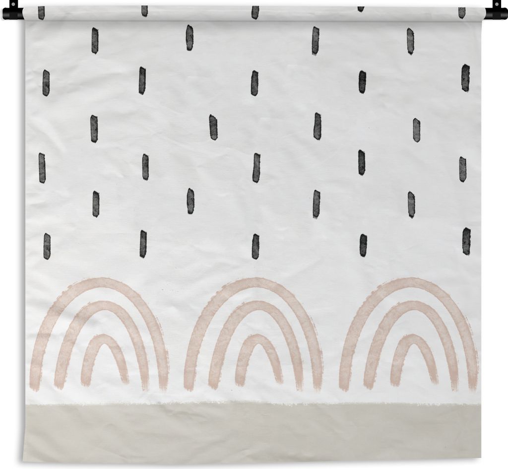 MuchoWow Wandteppich Wandbehang Regenbogen - Pastell - Regen 120x120 cm Tapisserie Dekoration Wandtuch - Modern - Baumwollgewebe