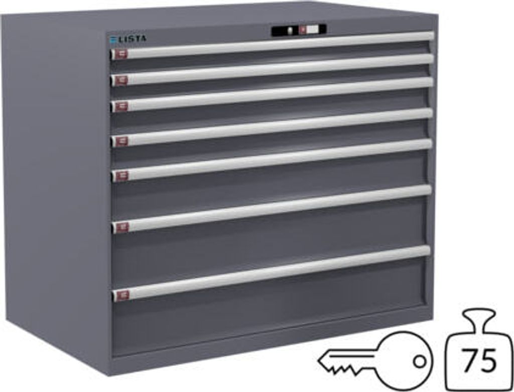 Lista Schubladenschrank - 78.826.080 - 1.000x1.193x725 mm (HxBxT) - 7 Schubladen - 75 kg - Key Lock - Taubengrau (NCS S 4502-B)