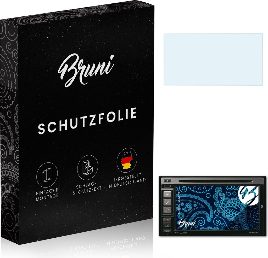 Bruni Basics-Clear 2x Schutzfolie kompatibel mit Alpine INE-W970BT Folie