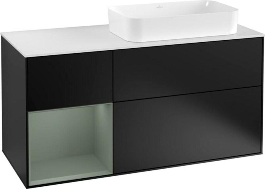 V&B Waschtischunterschrank Wandbeleuchtung Finion 120cm, Pl w m, Rg l Ol m Lac, bla m Lac