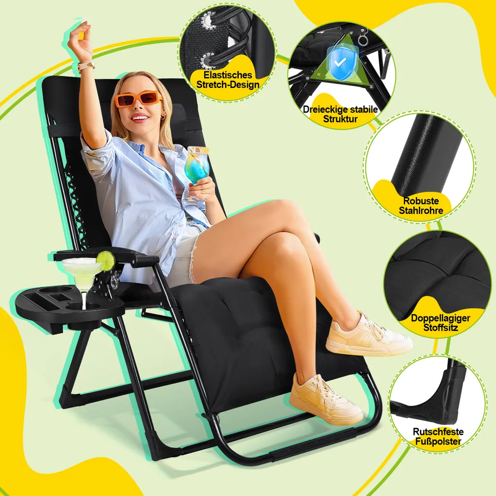 TolleTour Sedia Sdraio 150kg | Struttura in Acciaio e Design Ergonomico - 7