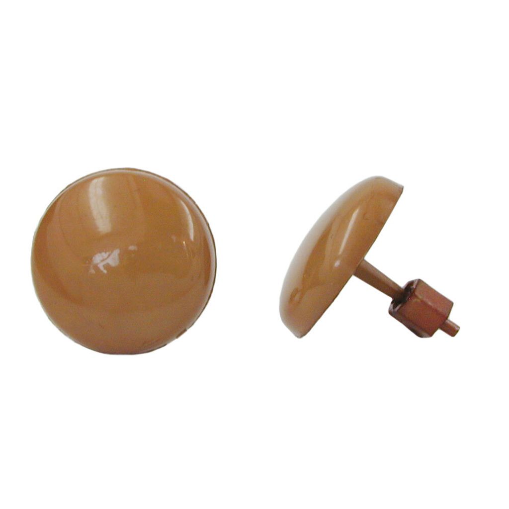 Ohrstecker Ohrring 13mm karamel Kunststoff Vollplastik flach gewölbt braun 13mm