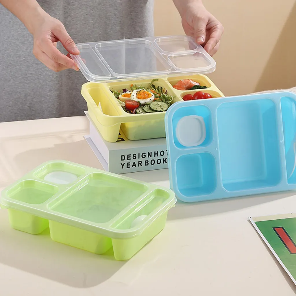 Bento Lunch Box con posate, 4 scomparti, a prova di perdite A