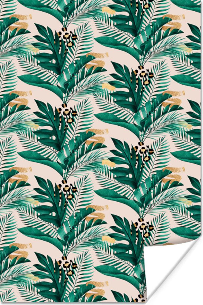 MuchoWow Poster Tropical - Blätter - Panther Druck 80x120 cm - Papierdruck