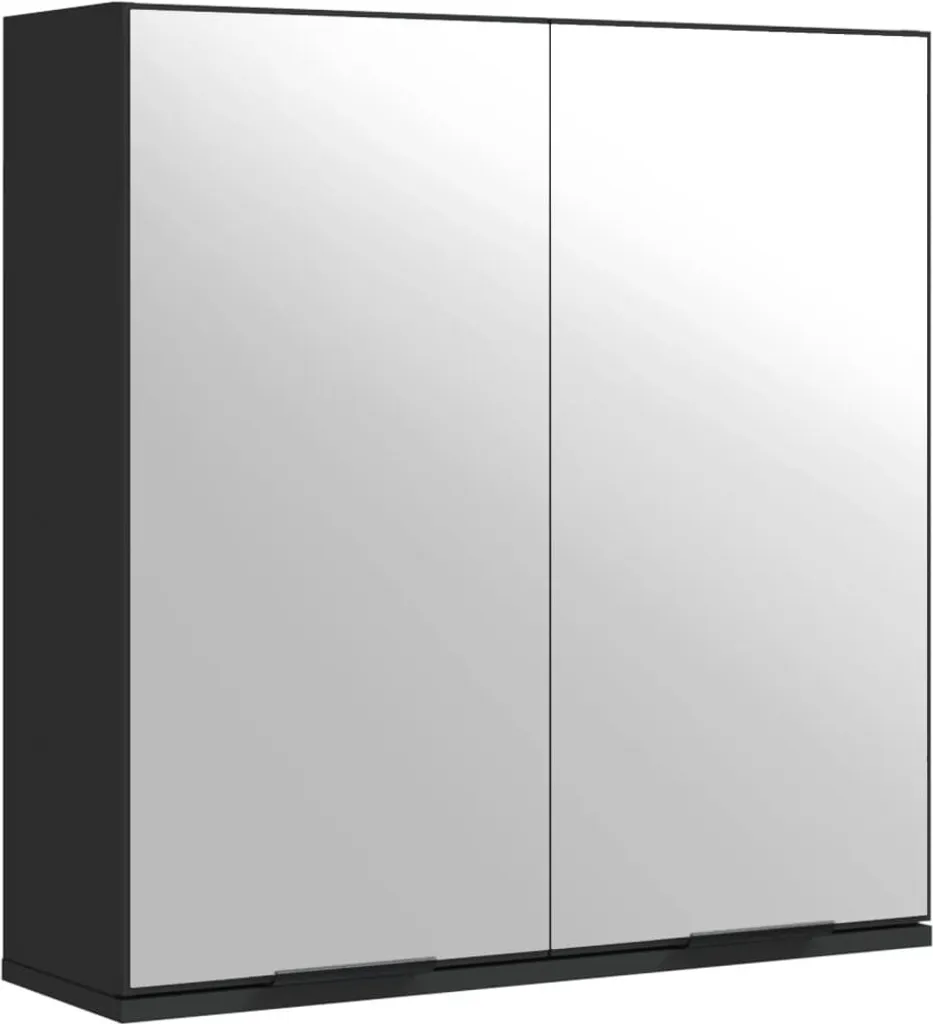 SYFAX™ Armadietto Specchio da Bagno Nero 64x20x67 cm Legno Multistrato