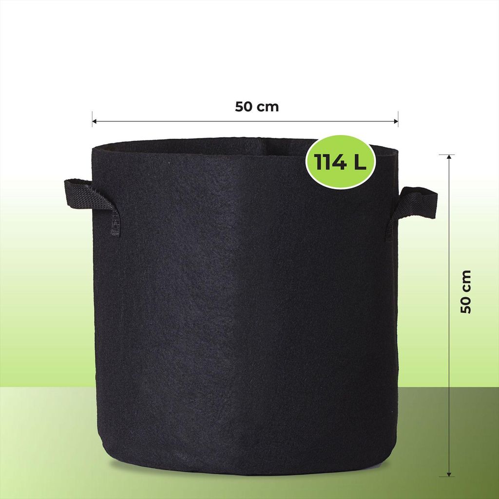 Pflanzsack mit Henkeln Grow Pot Bag Pflanztasche Pflanzbehälter 114 Liter – 1 Stück atmungsaktiv & wiederverwendbar
