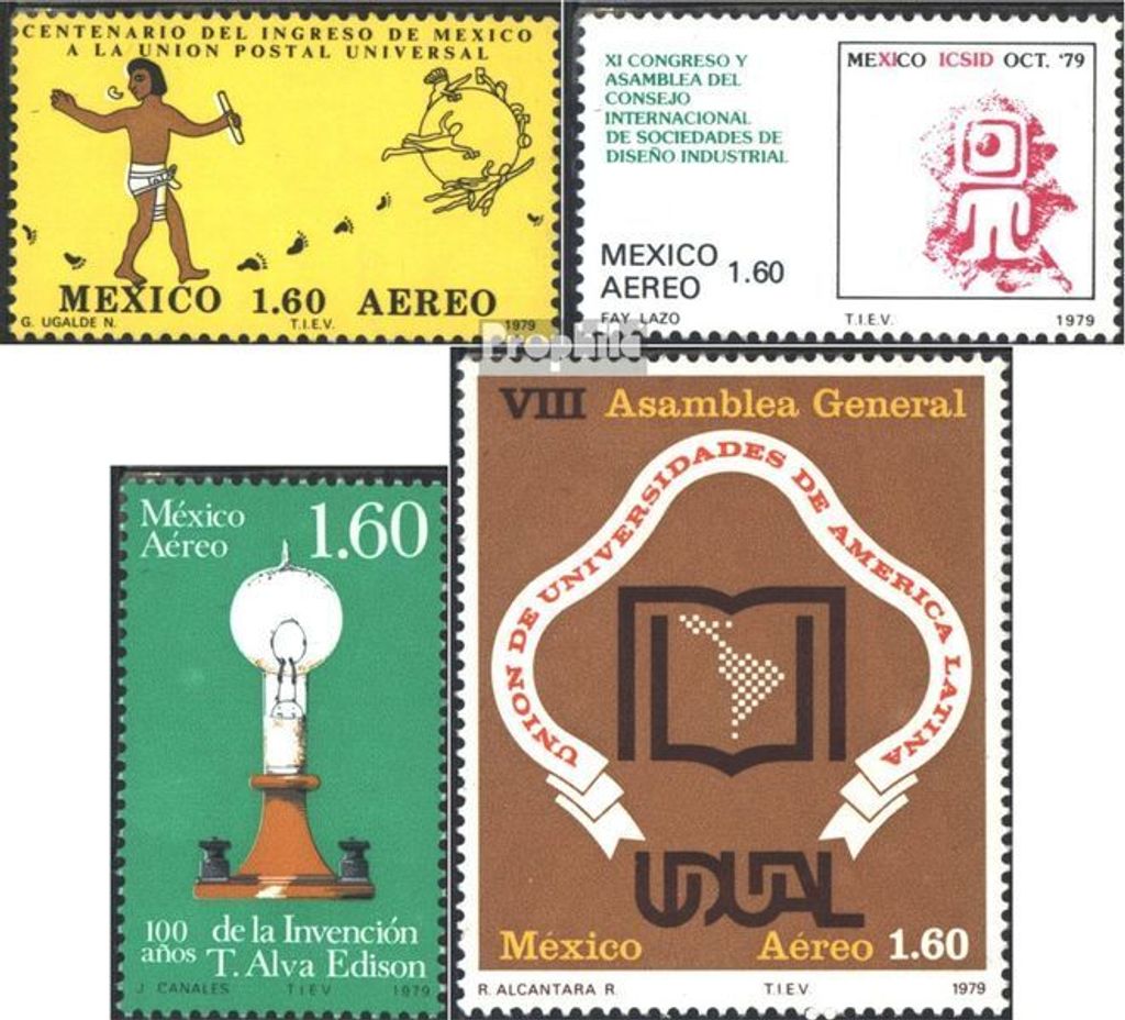 Briefmarken Mexiko 1979 Mi 1636,1649,1650,1655 (kompl.Ausg.) postfrisch 100 J. Mitgliedschaft beim UPU