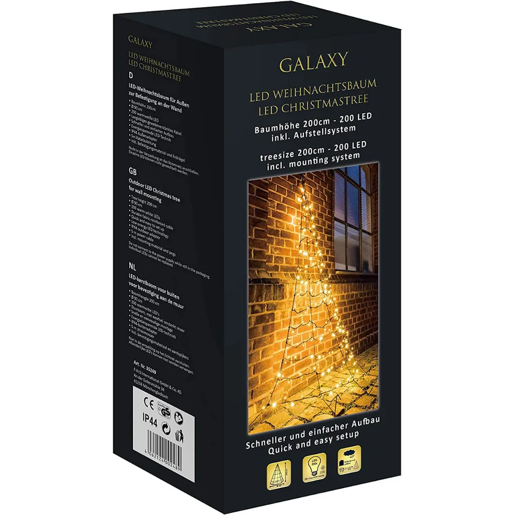Sapin mural 200cm anti-encombrement Galaxy LED - 200 LED blanc chaud - 2