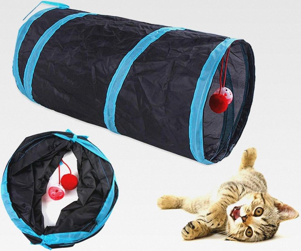 Katzentunnel,2 Wege Faltbar Hunde Agility Tunnel,Hundehöhle,interaktives Pop Up Labyrinthhaus für Kaninchen,Welpen,Frettchen,Meerschweinchen