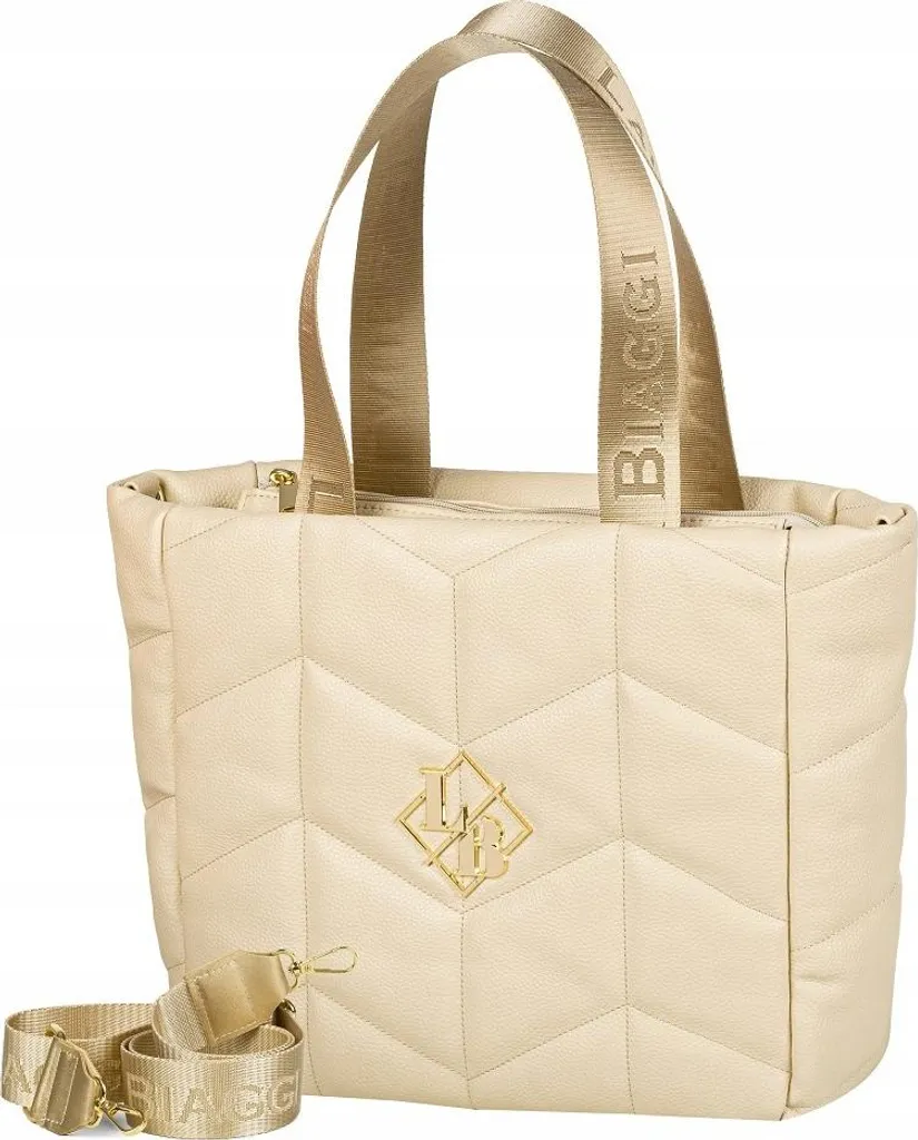 Sac Fourre-Tout Matelassé Beige Grand Volume avec Sangle Amovible