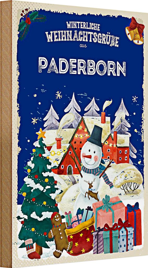 Holzschild Weihnachtsgrüße PADERBORN 20x30cm