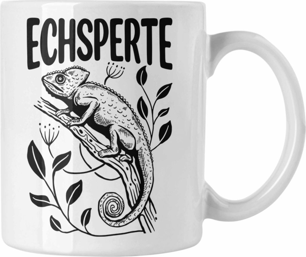 Trendation - Echsperte Tasse Geschenk Reptilien Amphibien Eidechse Chamäleon Spruch (Weiß)
