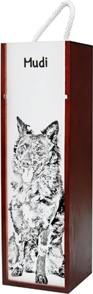 Mudi - Weinbox mit Hund, Alkoholbox mit Grafik, personalisierte Geschenkbox der Marke Art-Dog