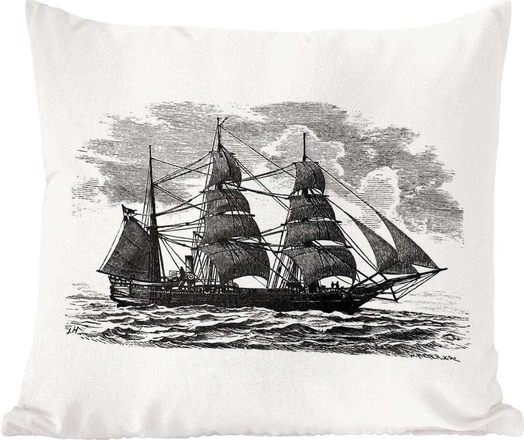 MuchoWow Zierkissen Sofakissen Wohnzimmer Dekokissen 50x50 cm Jahrgang - Boot - Segeln - Komfort - Sofakissen