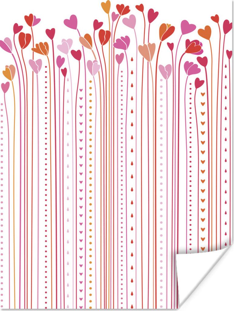 MuchoWow Poster Eine Illustration von wachsenden Herzen 30x40 cm - Wandplakat - Poster Kinderzimmer