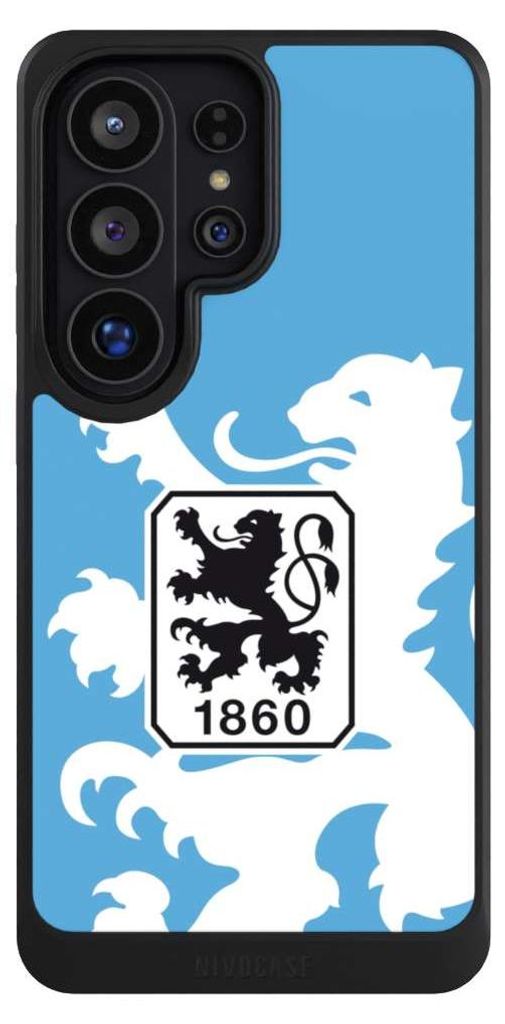 NIVOCASE Hülle für Samsung Galaxy S26 Ultra Handyhülle NIVOcore Case Schwarz Offizielles Lizenzprodukt TSV 1860 München Wappen