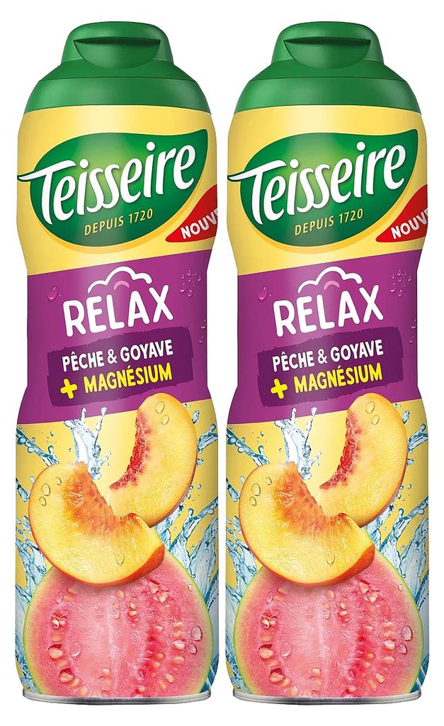 Teisseire Sirup Relax Pfirsich Guave + Magnesium 600ml für Cocktails (2er Pack)