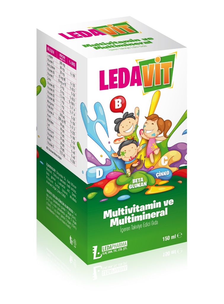 Kids Ledavit Multivitamine-Sirup 150 ml – Tägliche Vitamin- und Mineralstoffunterstützung, bekannt bei türkischen Müttern