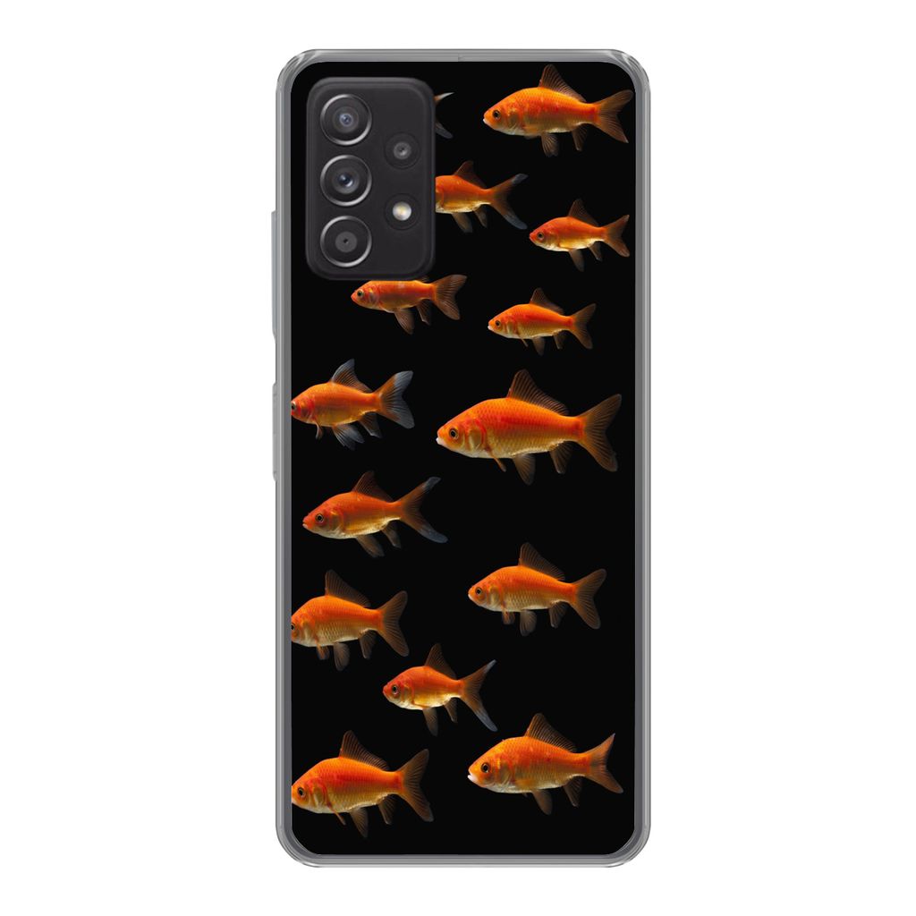 MuchoWow Handyhülle Schutzhülle Hülle für Samsung galaxy a73 Goldfisch - Tiere - Schwarz Silikon Softcase Handy Hülle - Handyhülle